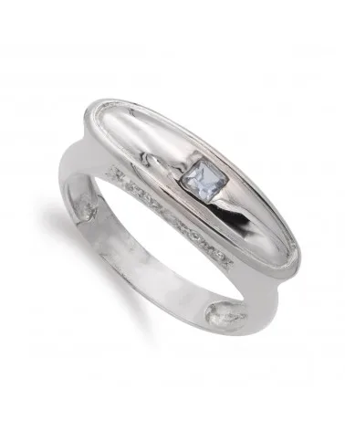 Sortija oro blanco 18k aguamarina circonita 7mm