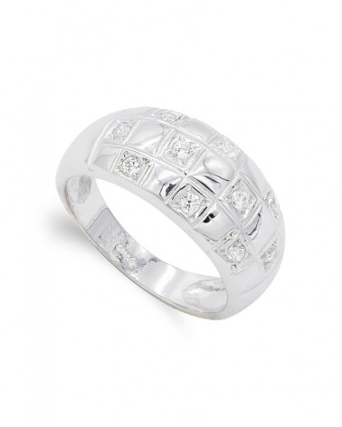 Sortija oro blanco 18k circonitas 9,5mm