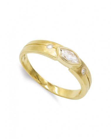 Sortija oro 18k circonitas navette 4,5mm