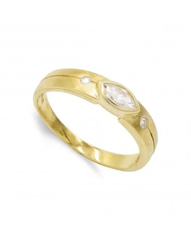 Sortija oro 18k circonitas navette 4,5mm