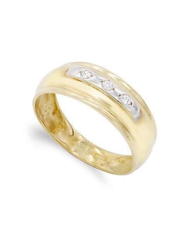 Sortija oro 18k bicolor circonitas 7,5mm