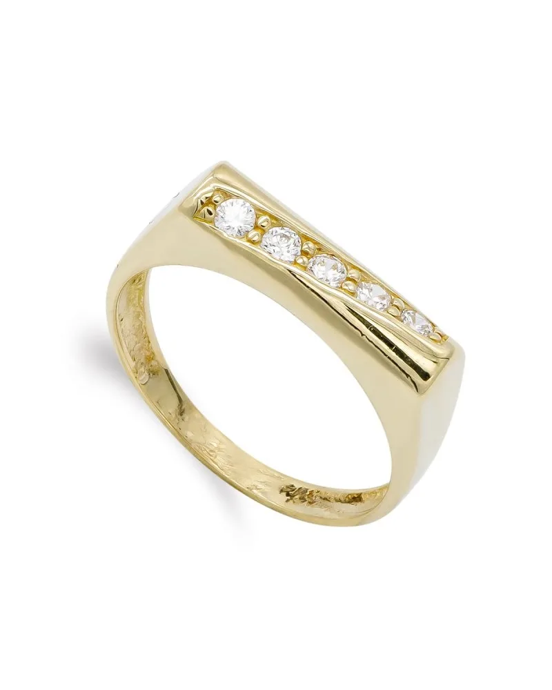 Sortija oro 18k circonitas diseño rectangular 4,5mm