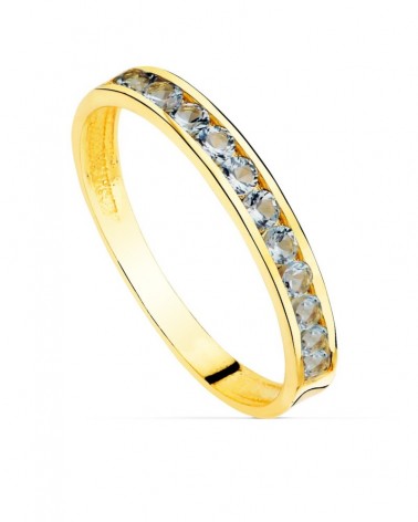 Sortija oro 18k aguamarina cuerpo 2,5mm