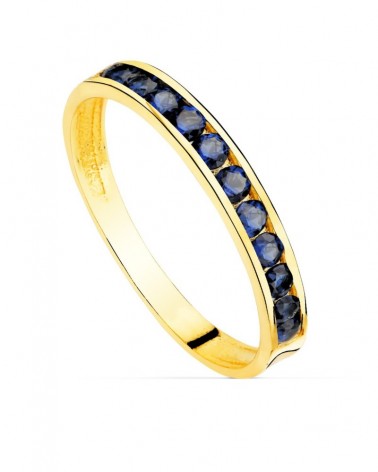 Sortija oro 18k circonitas azules 2.5mm