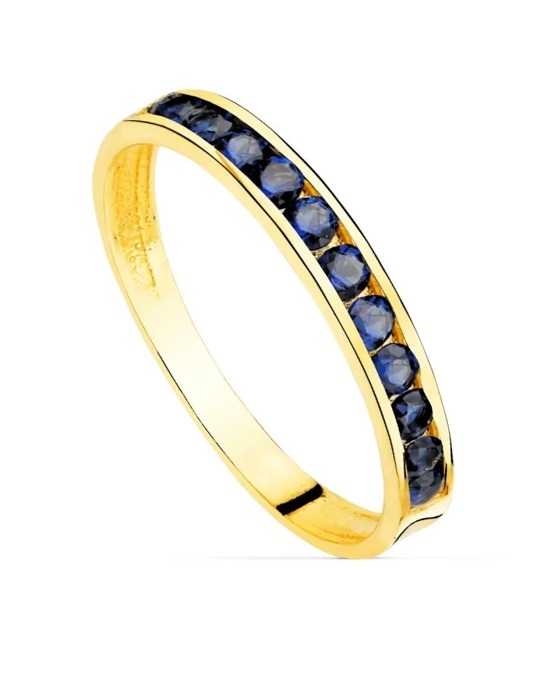 Sortija oro 18k circonitas azules 2,5 mm