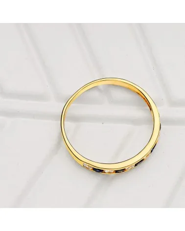 Sortija oro amarillo 18k circonitas verdes y blancas 2,5 mm - foto 2
