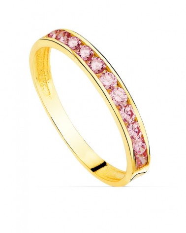 Sortija oro 18k circonitas rosas engastadas 2,5mm