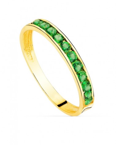 Sortija oro 18k circonitas verdes 2,5mm