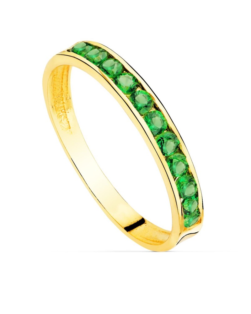 Sortija oro 18k circonitas verdes 2,5mm