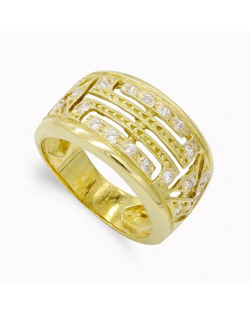Sortija oro 18k amarillo calada circonitas 11,5mm