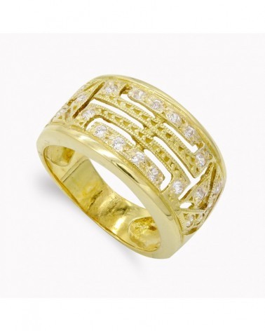Sortija oro 18k amarillo calada circonitas 11,5mm