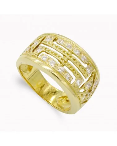 Sortija oro 18k amarillo calada circonitas 11,5mm