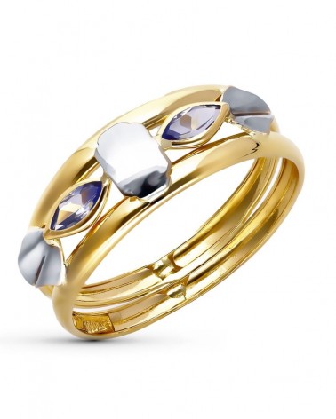 Sortija oro 18k bicolor circonitas 7mm
