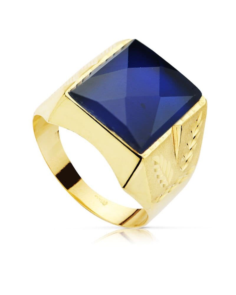 Sello oro 18k amarillo zafiro 14x12mm