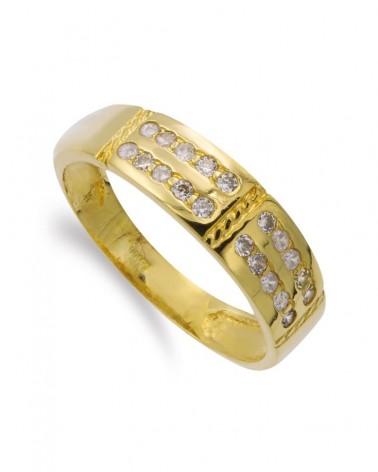 Sortija oro 18k circonitas doble banda 6mm