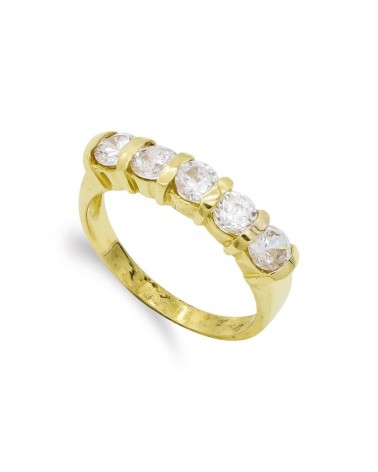 Sortija oro 18k amarillo 5 circonitas 4mm