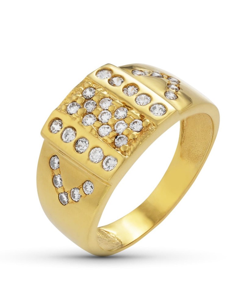 Sortija oro 18k circonitas ancho 10,5mm