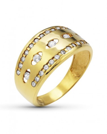 Sortija oro 18k amarillo circonitas ancho 10,5mm