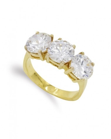Anillo oro 18k amarillo tresillo circonitas 8mm