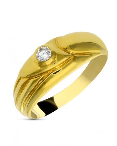 Sortija oro 18k bicolor diamante talla brillante 0,10 quilates