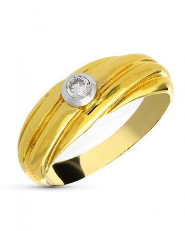 Sortija oro 18k bicolor diamante 0,15 quilates
