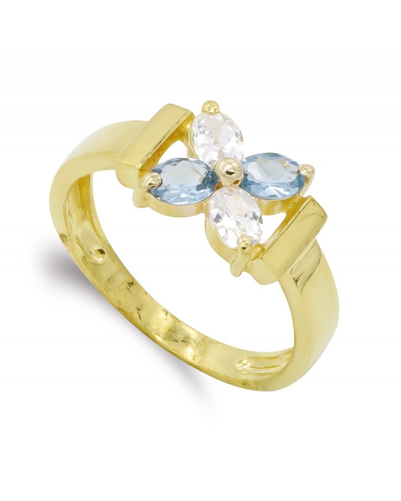 Sortija oro 18k flor circonita marquise 8mm