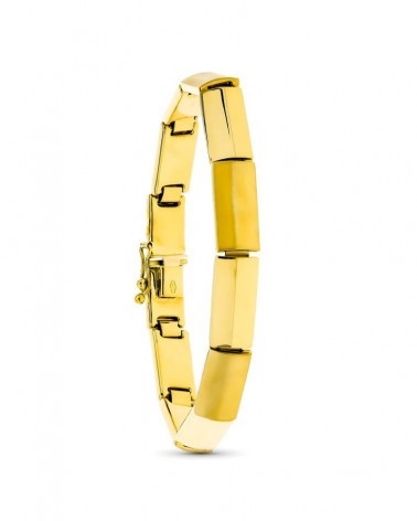 Pulsera oro 18k amarillo eslabones rectangulares mate brillo