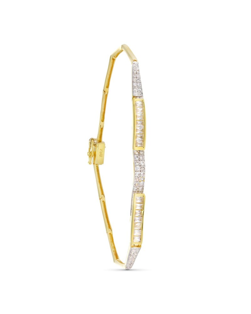 Pulsera oro 18k bicolor circonita 20cm