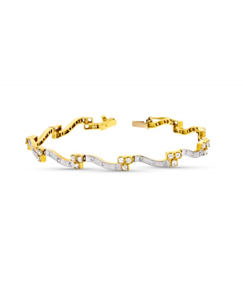 Pulsera oro 18k bicolor circonitas