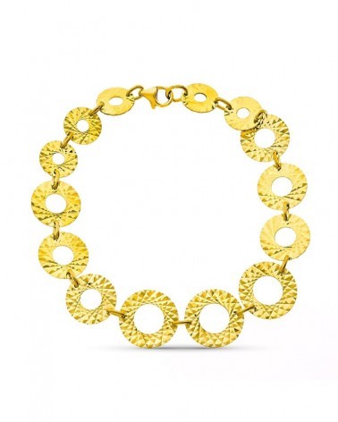 Pulsera oro 18k amarillo círculos tallados 13mm