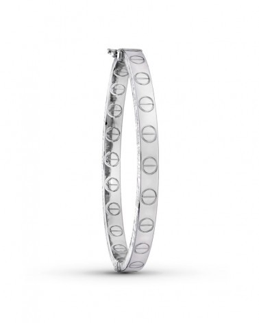 Pulsera rígida oro blanco 18k motivos circulares 8mm
