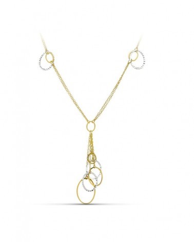 Gargantilla oro 18k bicolor doble cadena motivos circulares