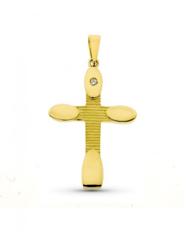 Cruz oro 18k amarillo circonita sin Cristo 34x22mm
