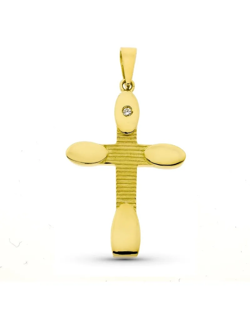 Cruz oro 18k amarillo circonita sin Cristo 34x22mm