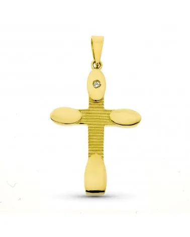 Cruz oro 18k amarillo circonita sin Cristo 34x22mm