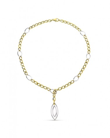 Gargantilla oro 18k bicolor eslabones 9mm