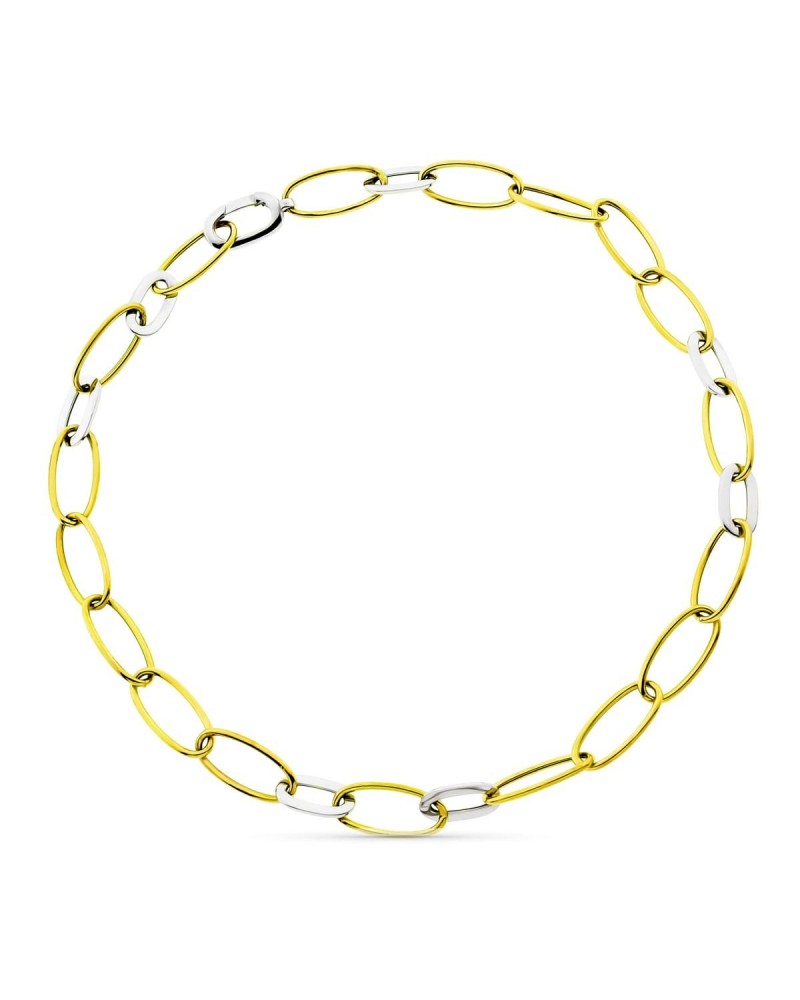 Gargantilla oro 18k bicolor eslabones ovalados 43cm