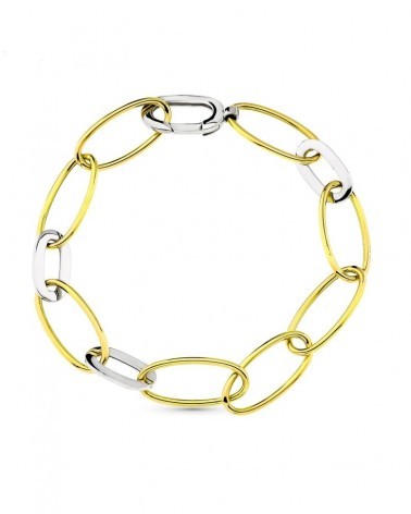 Pulsera oro 18k bicolor eslabones ovalados 6,8g