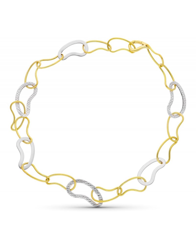 Gargantilla oro 18k bicolor eslabones geométricos