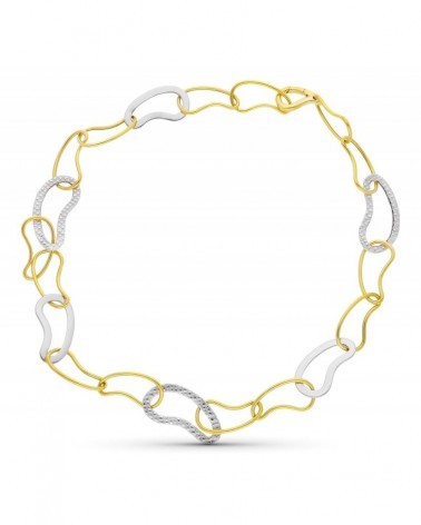 Gargantilla oro 18k bicolor eslabones geométricos