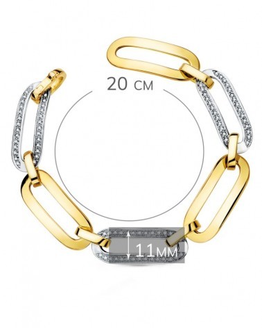 Pulsera oro 18k bicolor eslabones ovalados 11mm