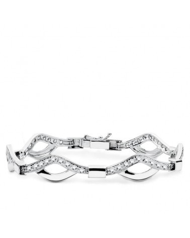 Pulsera oro blanco 18k circonitas ondulada 18,5cm