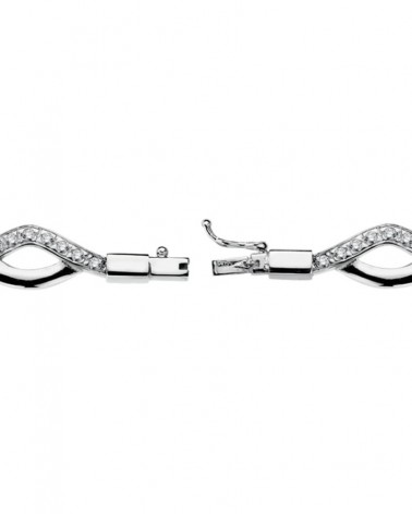 Pulsera oro blanco 18k circonitas ondulada 18,5cm