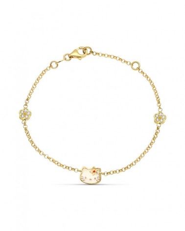 Pulsera oro 18k infantil Hello Kitty circonitas 18cm