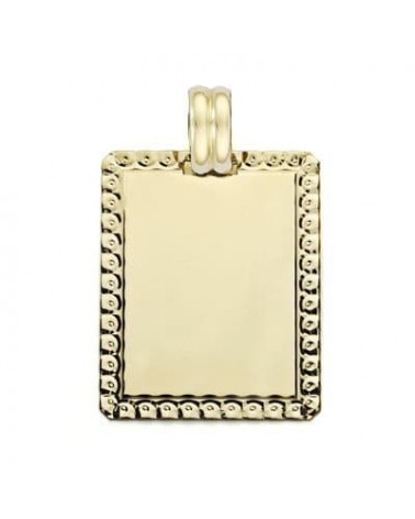 Placa oro 18k amarillo rectangular filo tallado 26x20mm