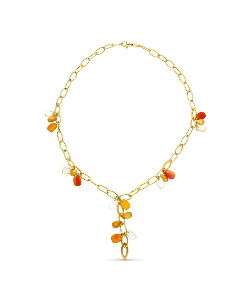 Gargantilla oro 18k piedras color cadena ovalada