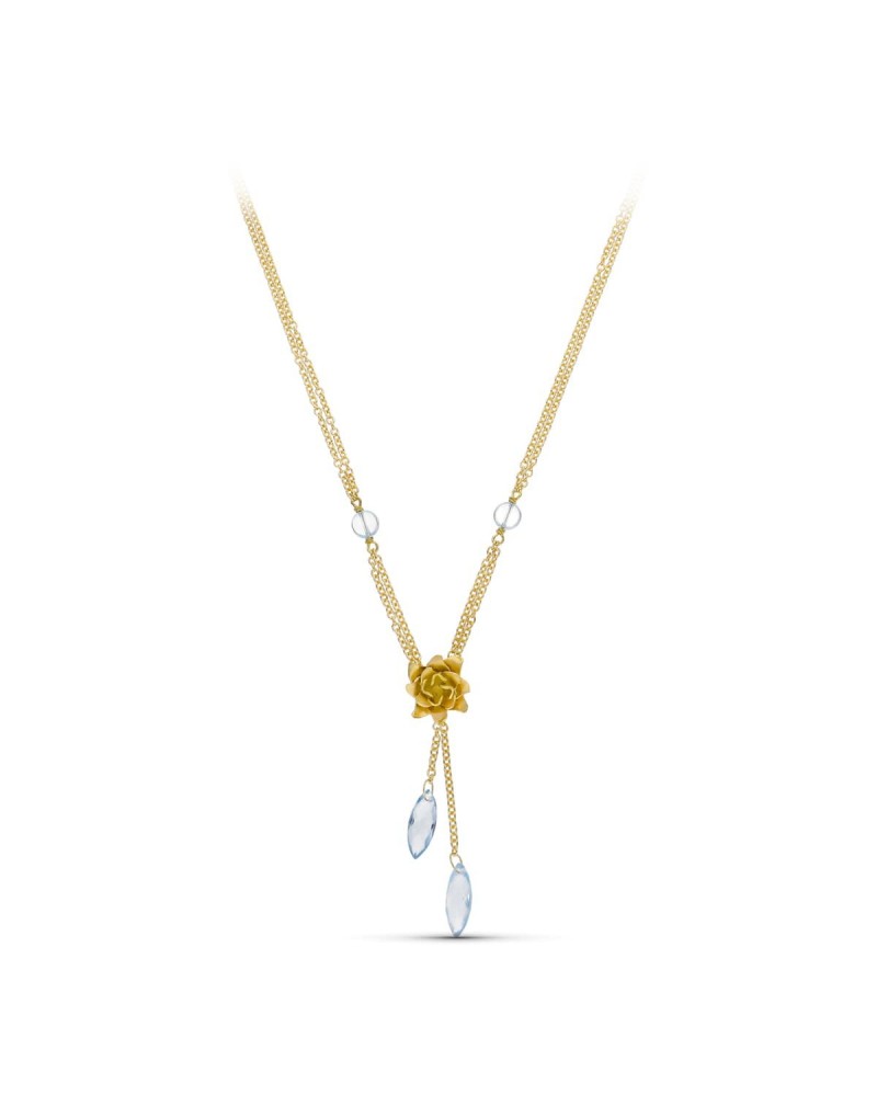 Gargantilla oro 18k piedras color flor mate 42cm