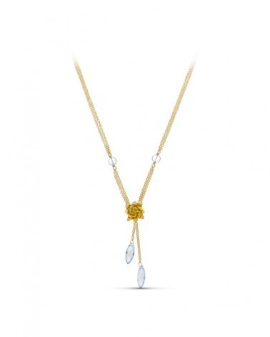 Gargantilla oro 18k piedras color flor mate 42cm