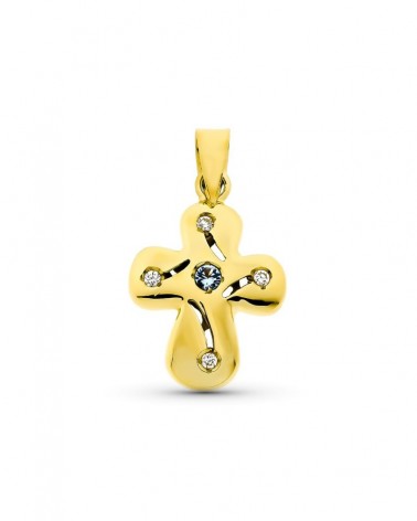 Cruz oro amarillo 18k circonitas 20x14mm