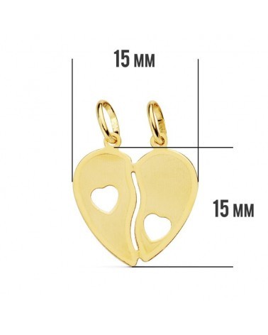 Colgante oro 18k corazón partido 15x15mm